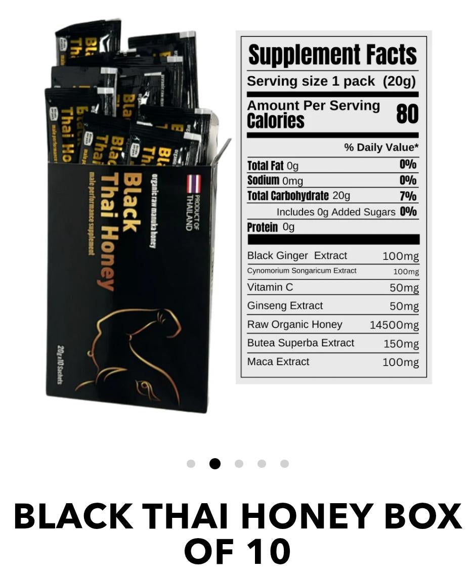 Black Thai Honey 10 Pack – Organic Raw Manuka Honey for Natural Energy